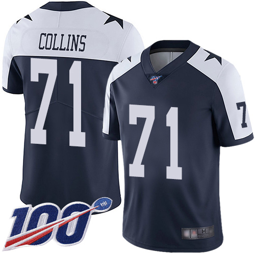 Men Dallas Cowboys Limited Navy Blue La el Collins Alternate #71 100th Season Vapor Untouchable Throwback NFL Jersey